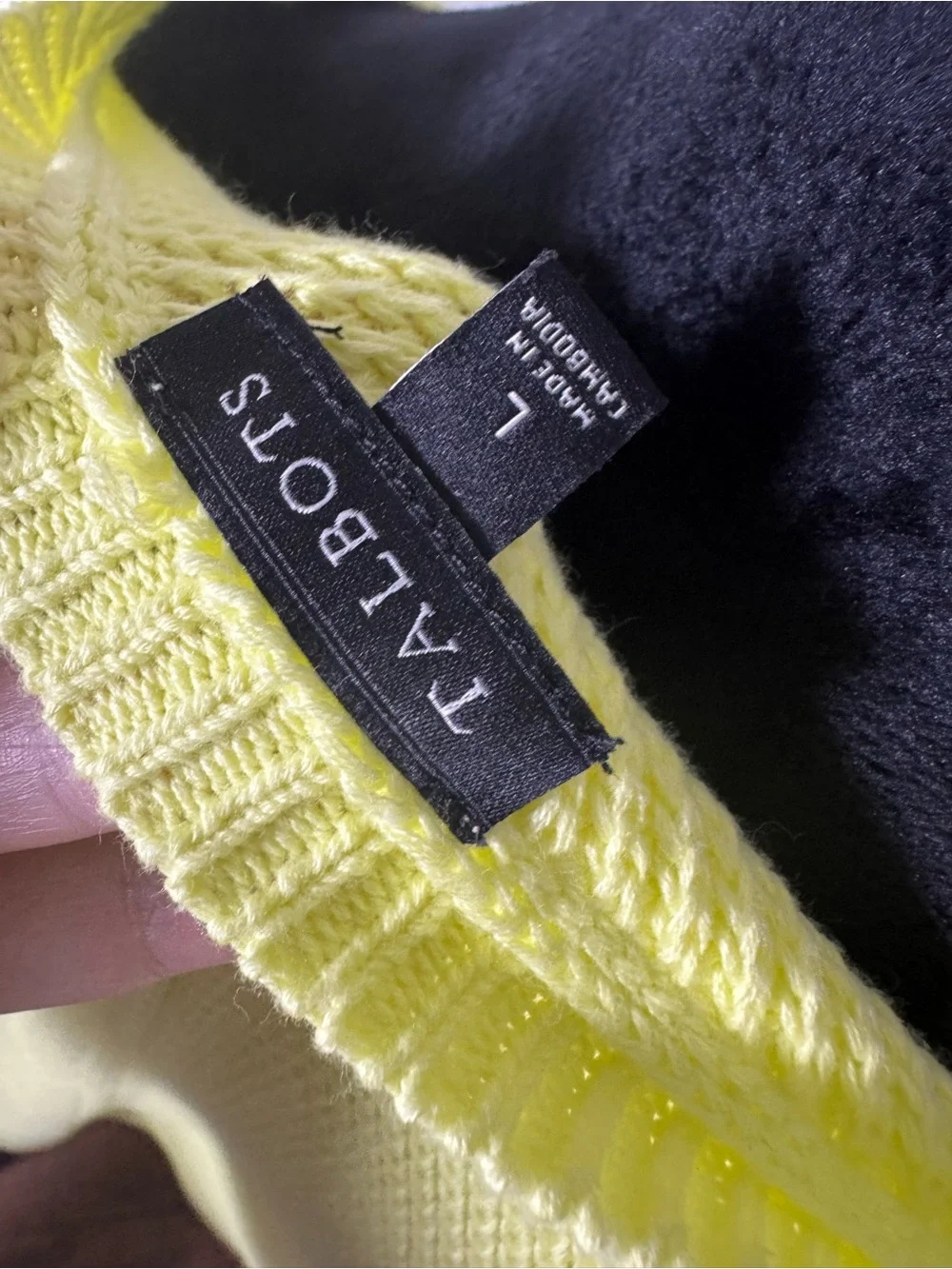 NWOT Talbots Yellow 100% Pima Cotton Knit Relaxed Crew Neck Sweater US L